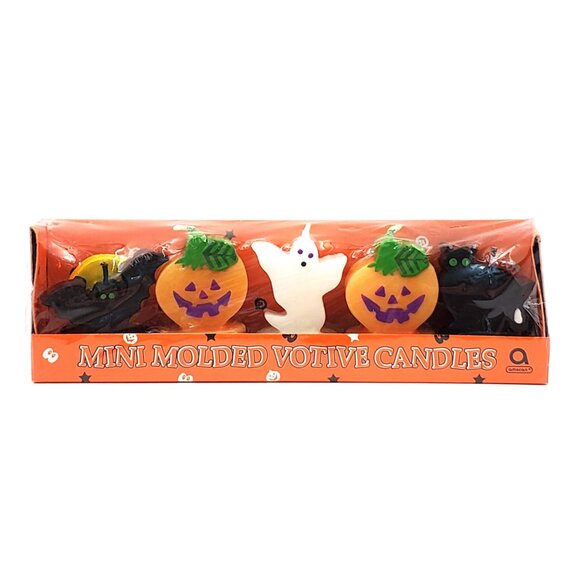 RARE Vintage “Amscan” Halloween Mini Molded Votive Candles – Set of 5 – NEW - Picture 1 of 2